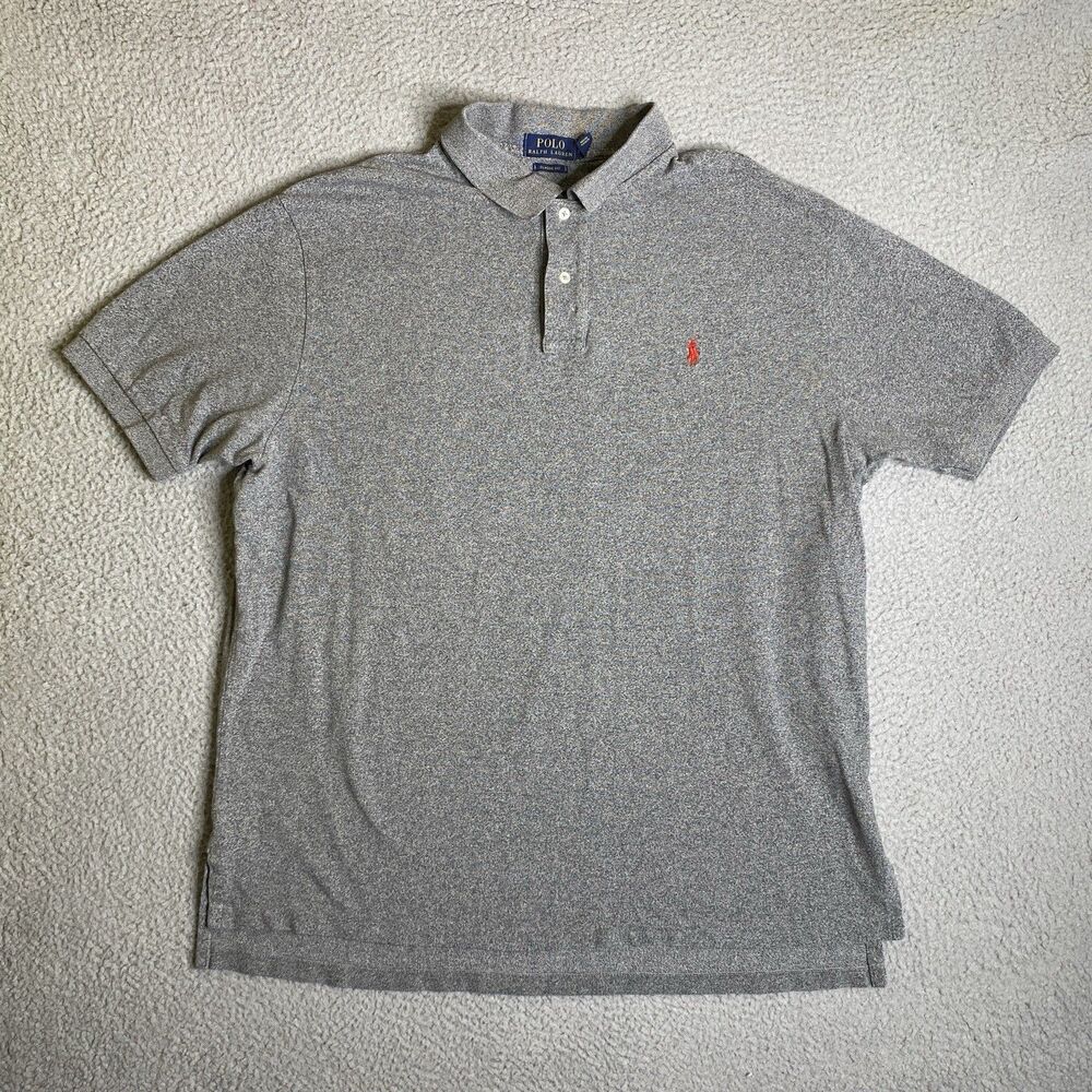 Ralph Lauren Shirt Men 2XL XXL Gray Speck Polo Short Sleeve Golf Preppy Outdoor